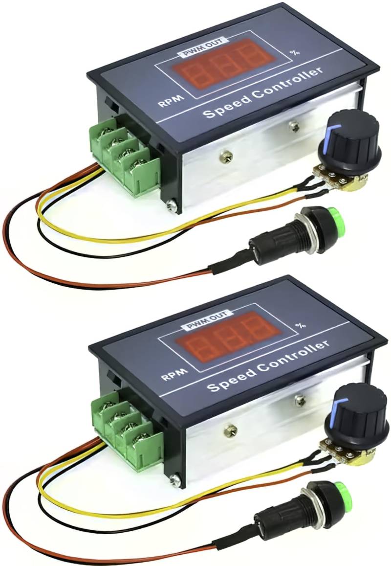 2 Stück Geschwindigkeitsregler für Motor,PWM DC Motor Drehzahlregler 30A PWM DC-Motordrehzahlregler 6, 12 V, 24 V, 36 V, 48 V,60V Mit Start Stop Schalter von Lelukee