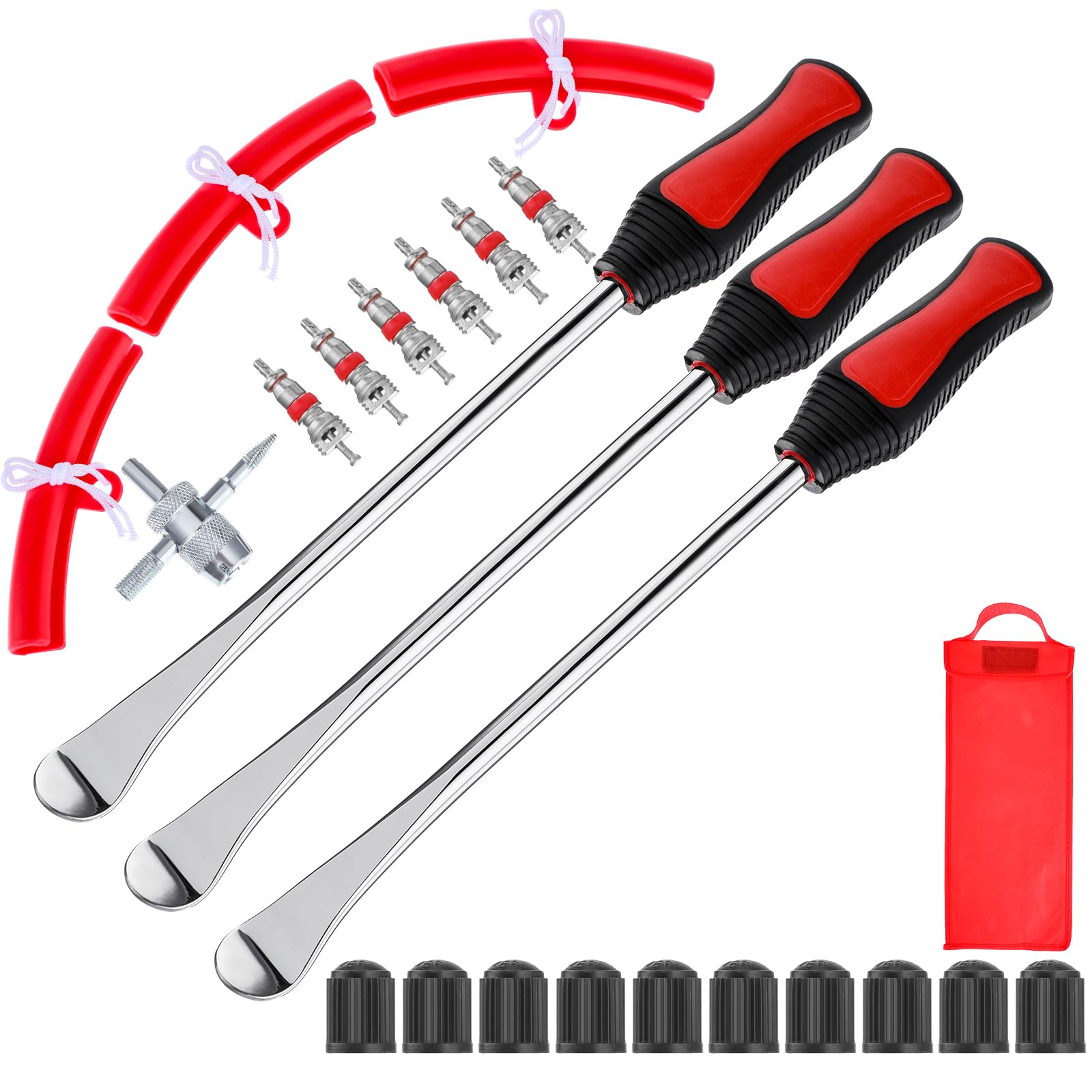 Reifenheber Reifen Montiereisen, 3pcs Reifenheber Montierhebel Werkzeug 295mm, Fahrrad Reifenheber Set 23 Anzüge mit 3pcs Rad Felge Protektoren, Tire Spoons Lever Reifenwechsel Tool Kit (Kupfer) von Lemecima