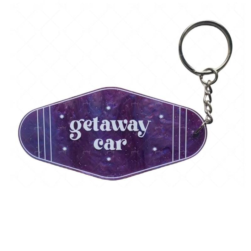 Lemua Getaway Auto Schlüsselanhänger Taylor Keychain Get Away Auto Schlüsselanhänger Hotel Keychain Vintage Motel Keychain, Violett, Einheitsgröße von Lemua