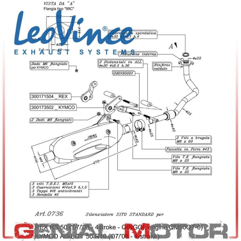 0736 Komplett Auspuff Sito Travel City/Victory 50 2007 > 2012 von LeoVince