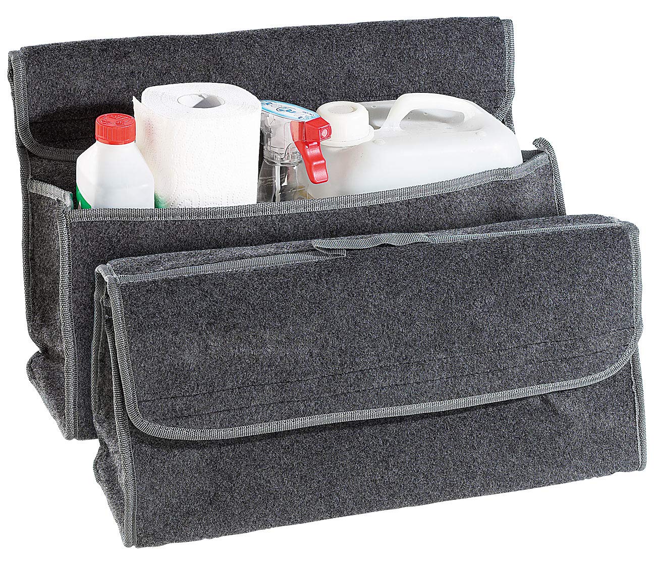 Lescars Auto Kofferraumtasche: 2er Pack Anti-Rutsch-Kofferraumtasche mit Klettbefestigung Large (Kfz Tasche, Autotasche Kofferraum, Aufbewahrungsbox) von Lescars