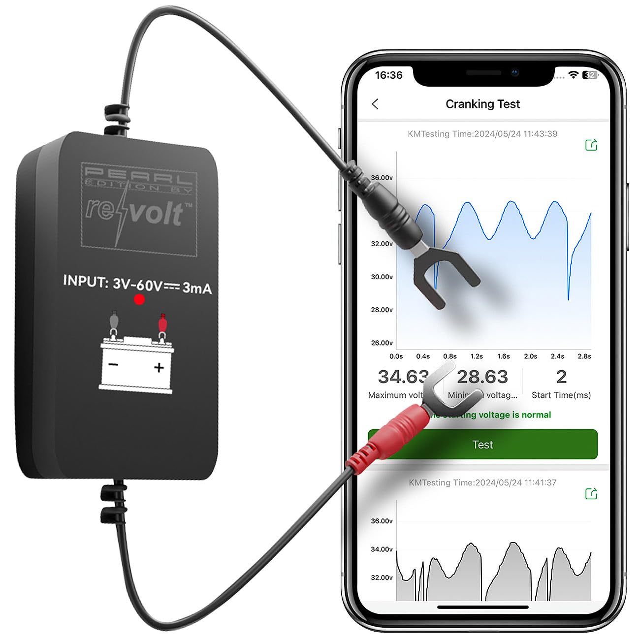 Lescars Batterietester digital: Kfz-Batterie-Wächter mit Bluetooth, App, für Batterien mit 6-48 Volt (Batterietester Batterieprüfer, Batteriewächter 12V Bluetooth) von Lescars