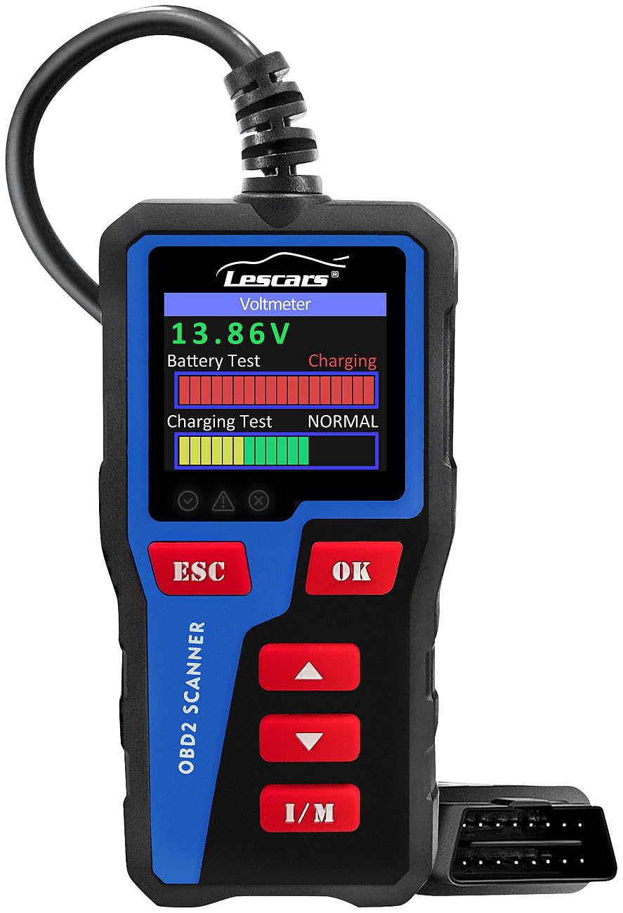 Lescars Kfz Tester: OBD2-Diagnosegerät mit 6,1-cm-TFT-Farbdisplay (2,4"), bis 300 Codes (Auslesegerät, Kfz-Diagnosegerät OBD2, diagnos) von Lescars