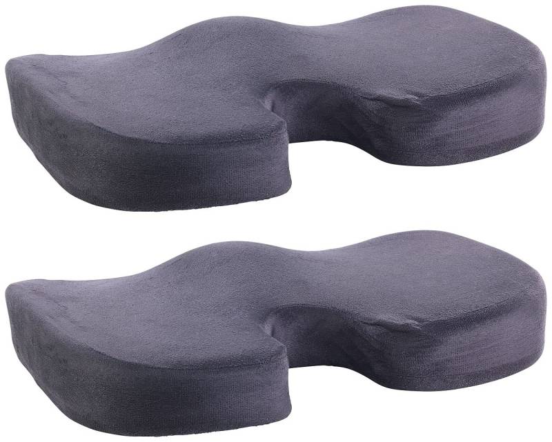 Lescars Sitzkissen Ischias: 2er-Set Memory-Foam-Sitzkissen für bequemes Sitzen im Auto, Büro & Co. (Orthopädisches Sitzkissen Ischias, Ischias Kissen, Autositz Orthopädische Auflage) von Lescars