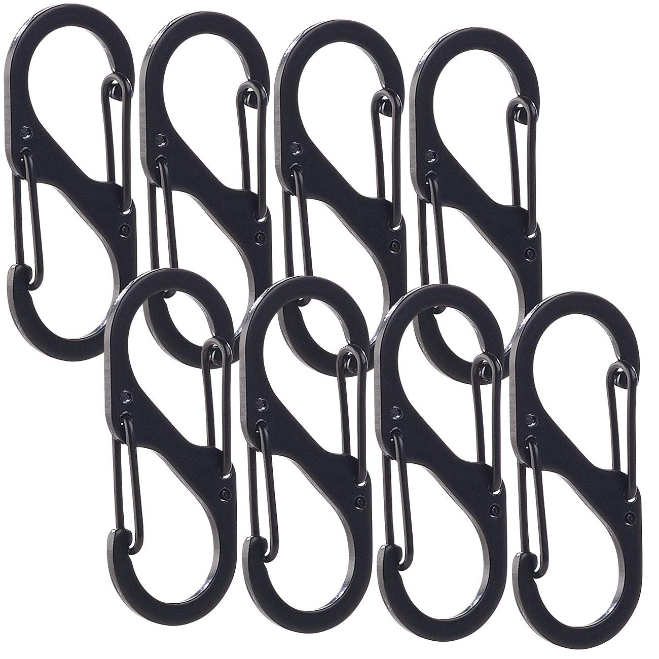 Lescars Auto Kofferraum Netz: 8er-Set Karabiner-S-Haken (Gepäcknetz Koffer, Kfz-Gepäck-Abdeckung, Kofferraumtasche) von Lescars