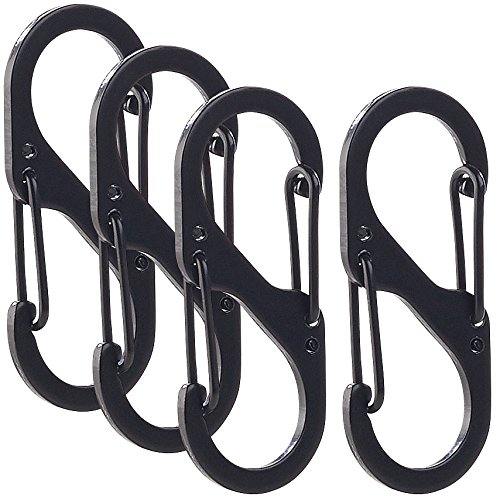 Lescars Gepäcknetz: 4er-Set Karabiner-S-Haken (Auto Kofferraum Netz, Gepäcknetz Auto Universal, Kofferraumtasche) von Lescars