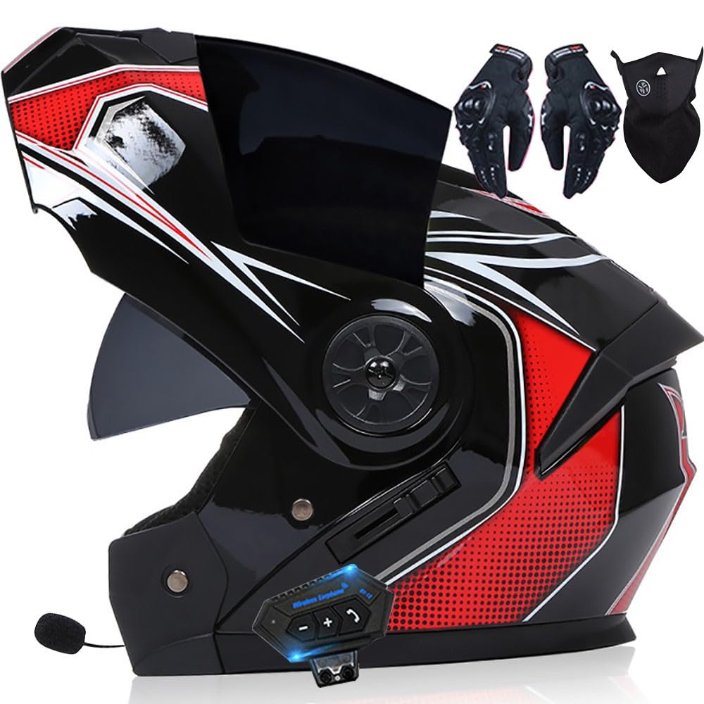 Helm Motorrad mit integriertem Bluetooth Modularer Bluetooth-Helm Klapphelm Full Face Motorradhelm mit ECE Zertifiziert Damen Integralhelme vollvisierhelm sturzhelm Motorrad Herren von Letetexi