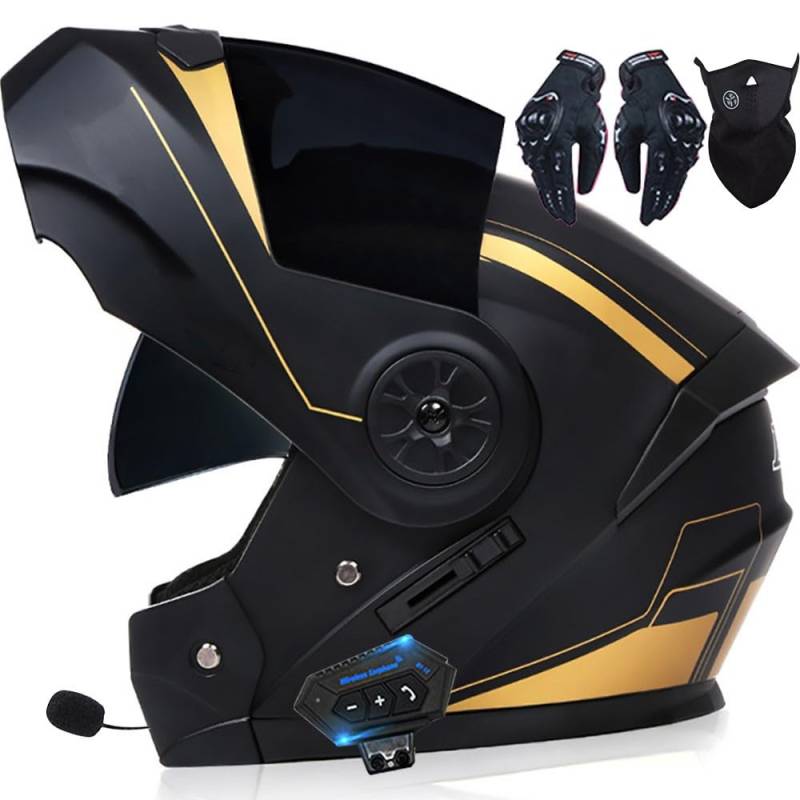 Helm Motorrad mit integriertem Bluetooth Modularer Bluetooth-Helm Klapphelm Full Face Motorradhelm mit ECE Zertifiziert Damen Integralhelme vollvisierhelm sturzhelm Motorrad Herren von Letetexi