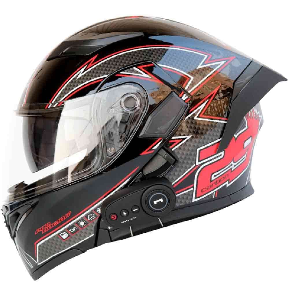 Klapphelm mit Integriertem Bluetooth ECE-geprüft, Motorradhelm Bluetooth-Helm mit Anti-Fog-Doppelspiegel, Integralhelm Racing Helm für Damen Herren 54~63CM von Letetexi