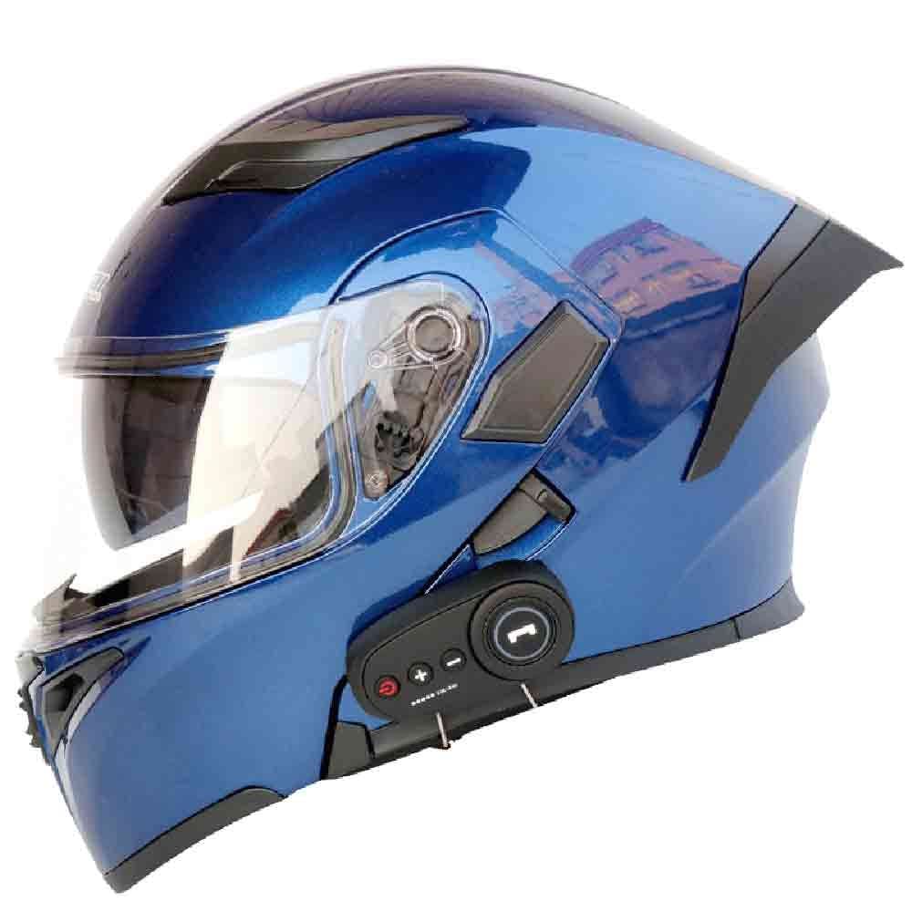 Klapphelm mit Integriertem Bluetooth ECE-geprüft, Motorradhelm Bluetooth-Helm mit Anti-Fog-Doppelspiegel, Integralhelm Racing Helm für Damen Herren 54~63CM von Letetexi