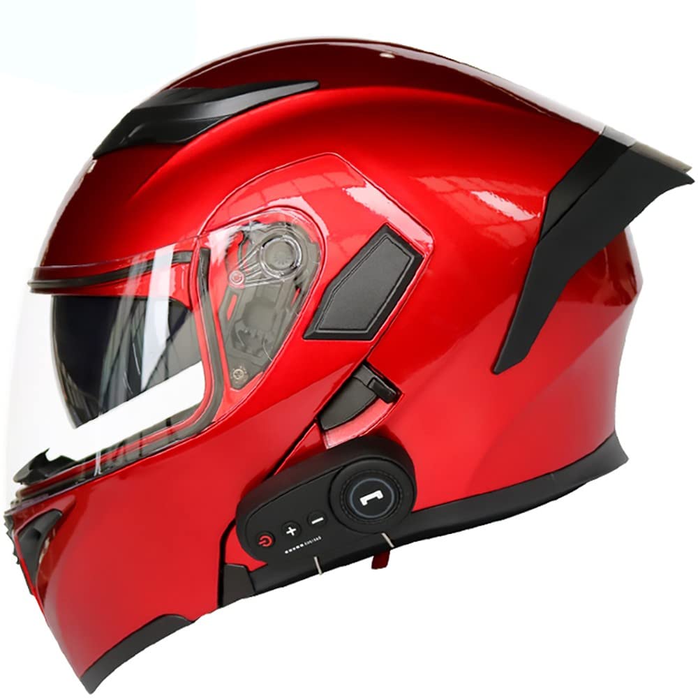 Klapphelm mit Integriertem Bluetooth ECE-geprüft, Motorradhelm Bluetooth-Helm mit Anti-Fog-Doppelspiegel, Integralhelm Racing Helm für Damen Herren 54~63CM von Letetexi