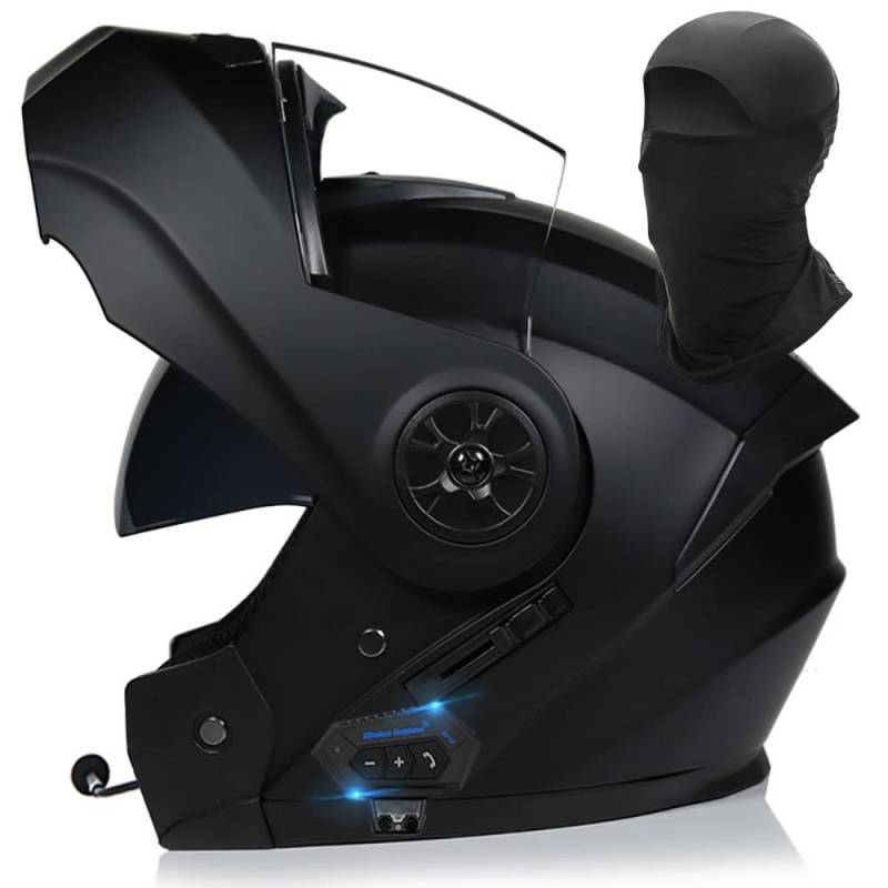 Motorrad Integrierter Klapphelm mit Bluetooth Bluetooth-Helm ECE Genehmigt Integralhelm mit Eingebautem Schweißmaske Geräuschunterdrückung Automatische Reaktion 55~64cm von Letetexi