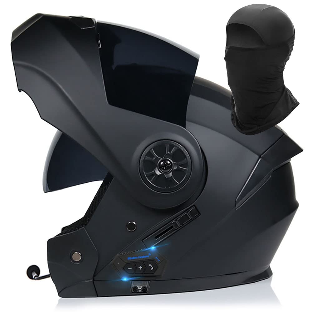 Motorrad Integrierter Klapphelm mit Bluetooth Bluetooth-Helm ECE Genehmigt Integralhelm mit Eingebautem Schweißmaske Geräuschunterdrückung Automatische Reaktion 55~64cm von Letetexi