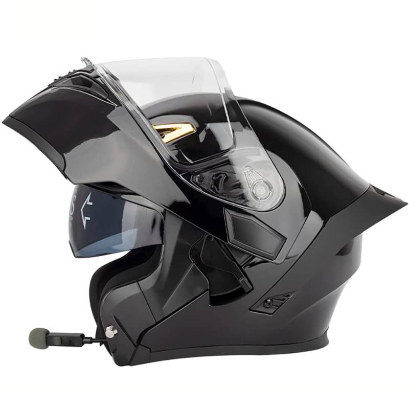 Motorradhelm Helm Motorrad Mit Bluetooth Integriert Klapphelm Mit Doppelvisier Mit Eingebautem Mikrofon für Automatische Reaktion ECE-Zertifizierung Für Frauen Männer von Letetexi