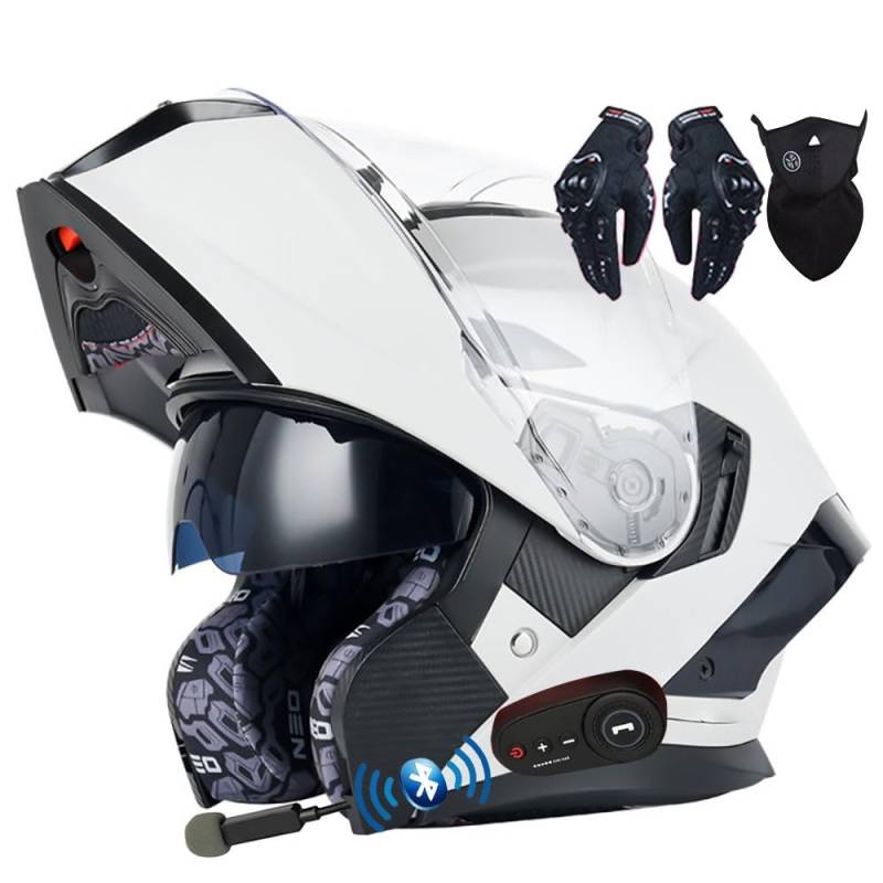 Motorradhelm Klapphelm mit Bluetooth ECE Zertifiziert Modularer Helm Integralhelm Doppelvisier Mopedhelm Racing Helm für Erwachsene Männer Frauen Roller Helm Sturzhelm Damen Herren von Letetexi