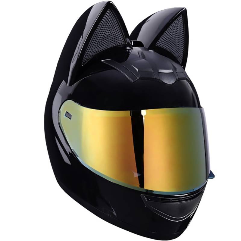 Motorradhelm mit ECE Genehmigt Herren, Fullface Helm mit Schirm Anti Fog Doppelvisier Motorrad Klapphelm Geschlossenen Motorradhelm Katzenohren für Damen Vollvisierhelm leise von Letetexi