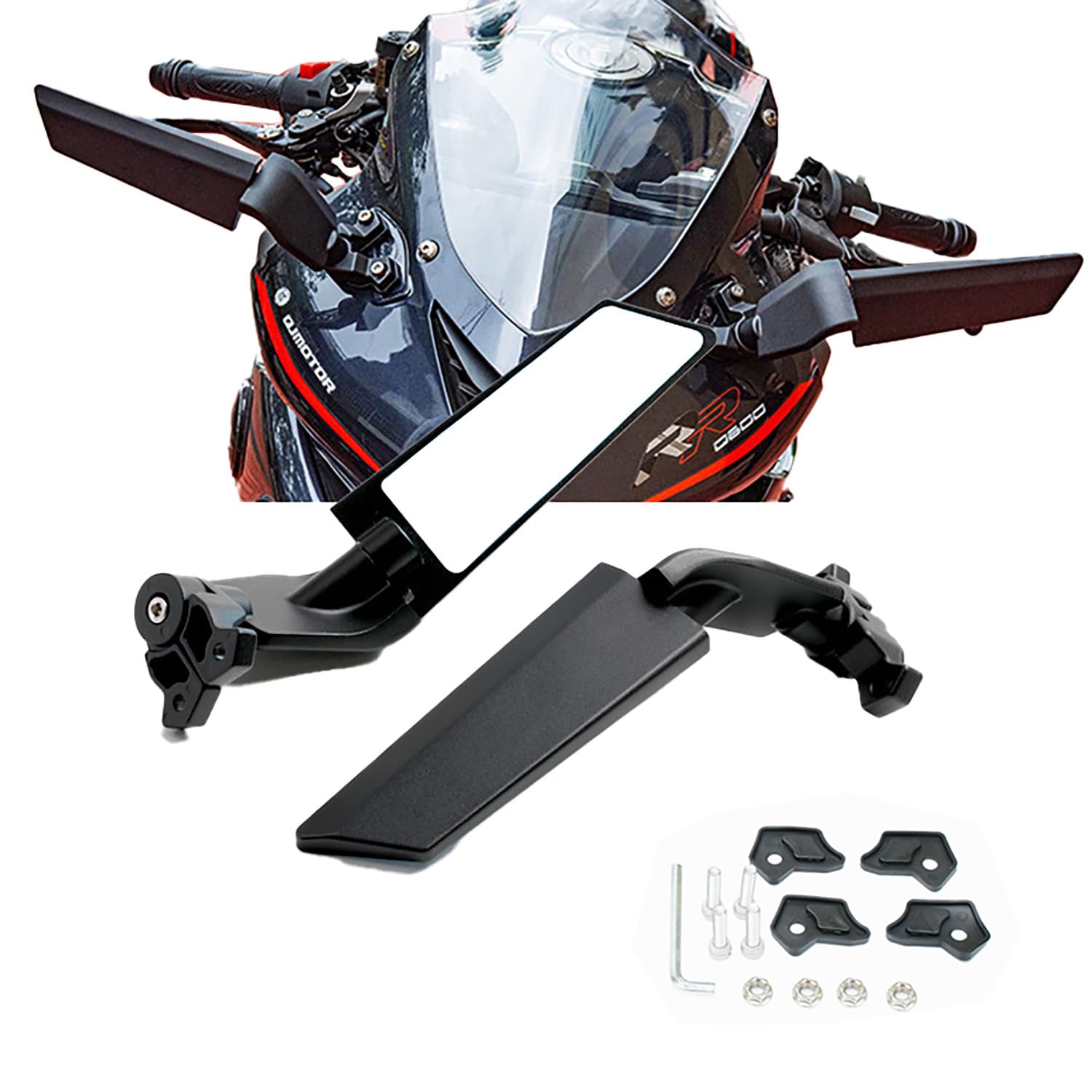 Motorrad-Rückspiegel, Stealth-Wind-Außenspiegel, 360° drehbar, verstellbar, Aluminiumlegierung, CNC-kompatibel mit Kawasaki Ninja 400 650 ZX10R ZX6R Suzuki GSXR600-1000R Honda CBR 250R 500R 650R von Letgoing