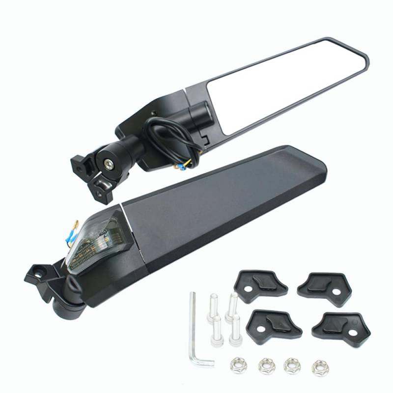 Motorrad Rückspiegel Stealth Wind Wing Seitenspiegel 360°Drehbar Einstellbar LED Blinker CNC Kompatibel Für Kawasaki Ninja 400 650 ZX10R ZX6R Suzuki GSXR600-1000R CBR 250R 500R 650R von Letgoing