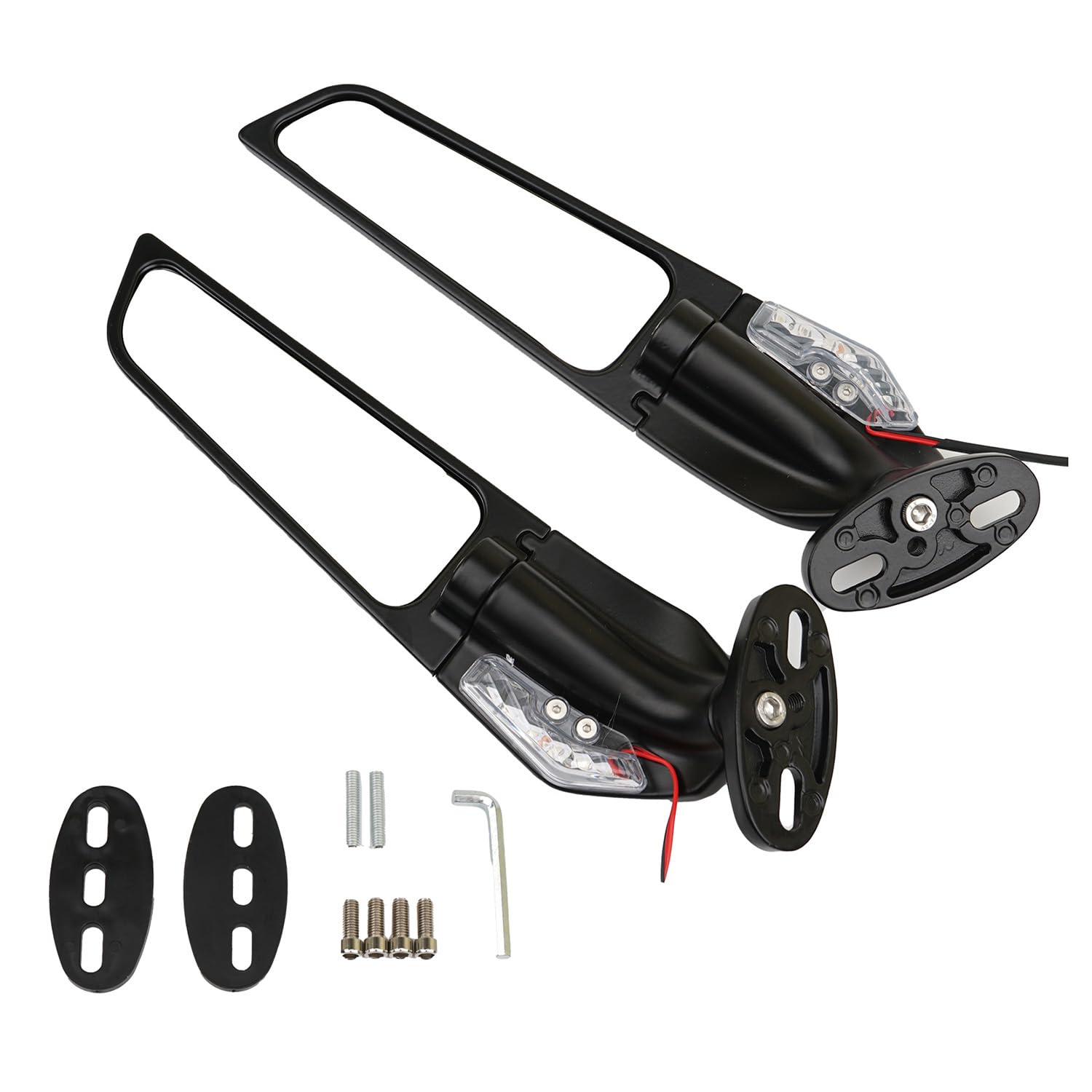 Motorrad-Rückspiegel für Ninja ZX6R ZX10R 250 YZF R1 R3 R125 R15 R6 R25 Ersatz Wind Seitenspiegel LED-Blinker Aluminium Drehbar 360 Verstellbar Motorrad Seitenspiegel von Letgoing