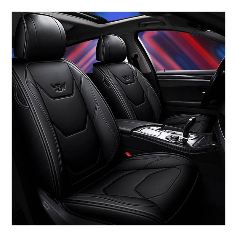 JDWBT Autositzbezüge Leder, Kunstleder Sitzbezug Auto Vordersitze Hinten 5 Sitz Voll Set Universal Pad Seat Protectors (Farbe : Schwarz) von JDWBT