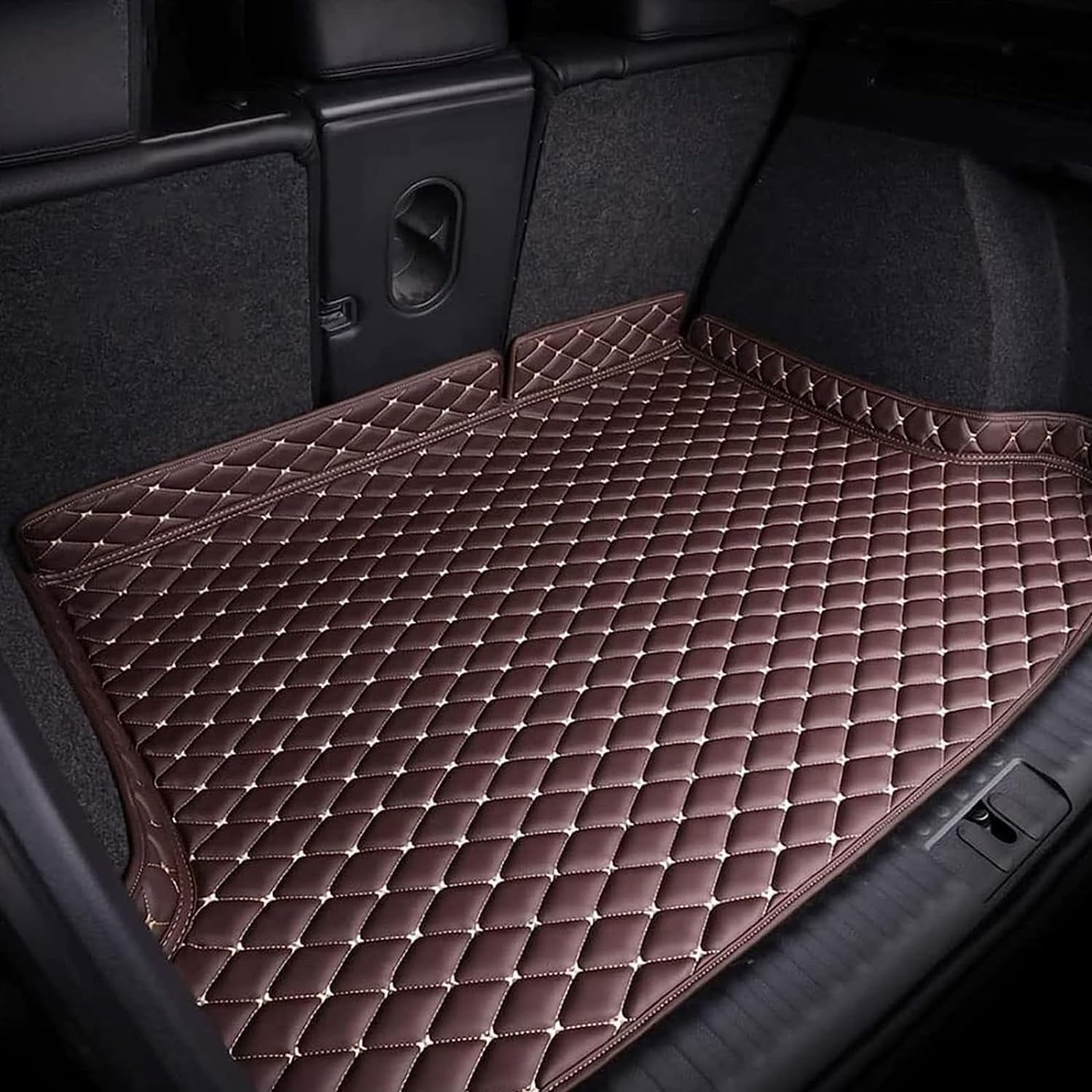 Kofferraum Leder Schutzmatte für Ford Edge 2015-2020 (7 seats),benutzerdefinierte wasserdicht rutschfestes Auto hinten Kofferraum Matte,4 Schichten gesteppt,hundefreundlich,D/Coffee von Lgtcjzfw