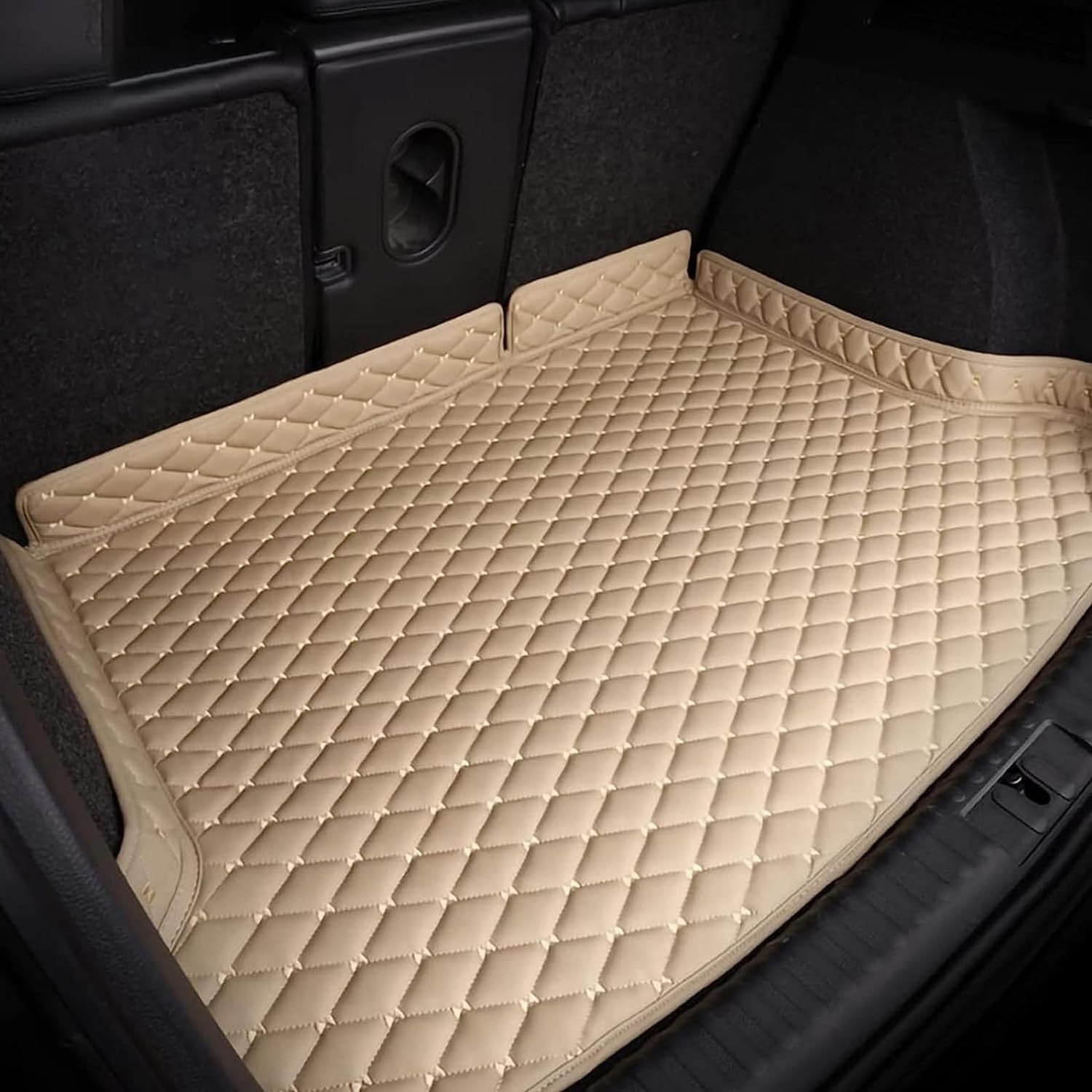 Kofferraum Leder Schutzmatte für Toyota C-HR EV 2020-2023,benutzerdefinierte wasserdicht rutschfestes Auto hinten Kofferraum Matte,4 Schichten gesteppt,hundefreundlich,E/Beige von Lgtcjzfw