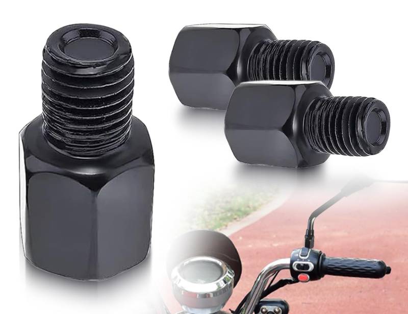 Lhbwhiz 2 Stück Rechtsgewinde spiegeladapter M10 auf M8,Motorrad Spiegel Adapter,zuverlässig Motorroller Rückspiegel Schrauben,für Moped Roller(Schwarz) von Lhbwhiz