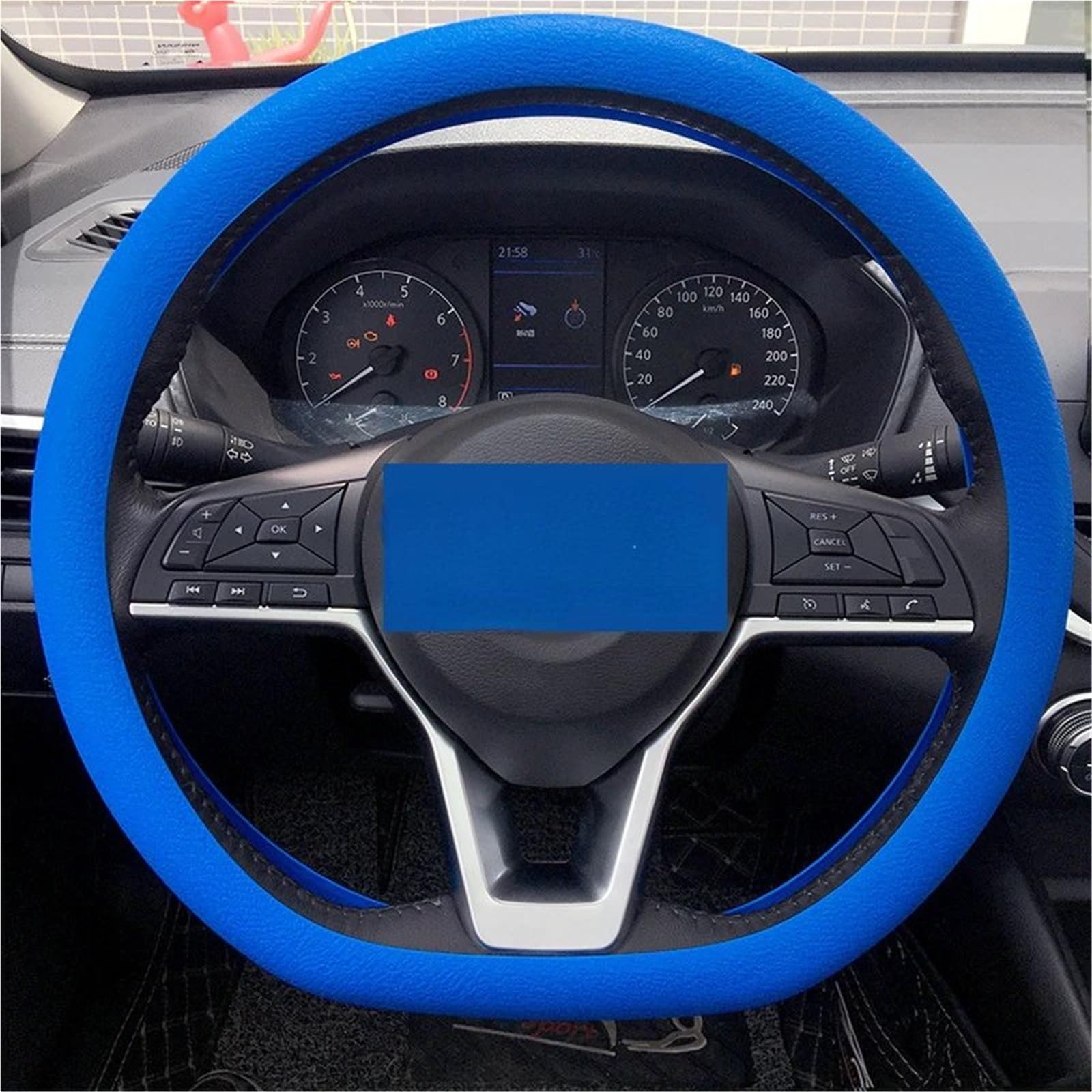 Auto-Lenkradabdeckung Universal Auto Silikon Lenkrad Abdeckung Elastische Handschuh Abdeckung Weiche Multi Farbe Auto Dekoration Abdeckungen Zubehör Lenkradbezüge(Dark Blue) von Lhdktee