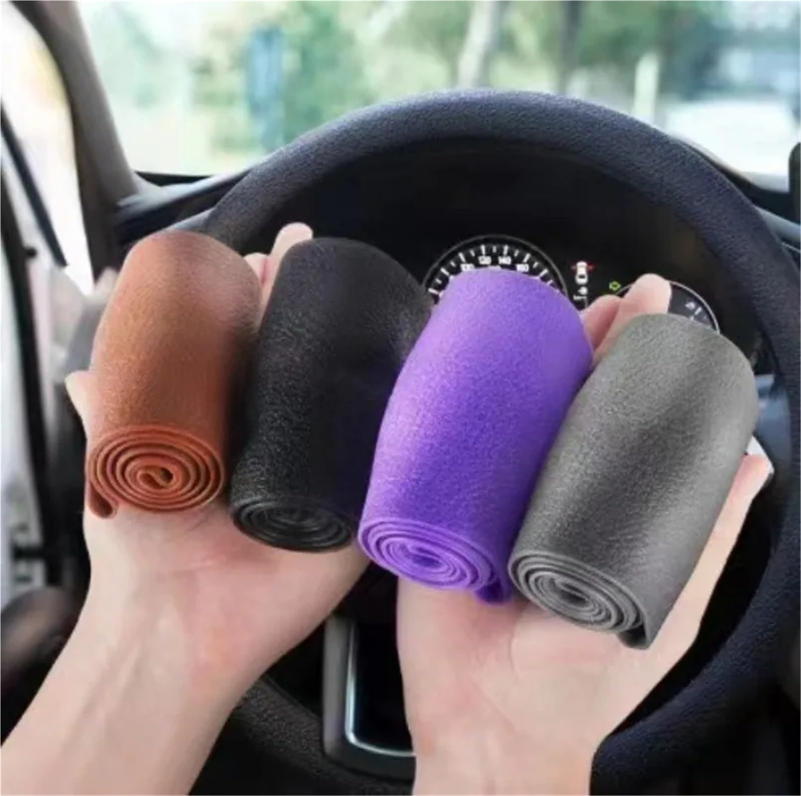 Auto-Lenkradabdeckung Universal Auto Silikon Lenkrad Abdeckung Elastische Handschuh Abdeckung Weiche Multi Farbe Auto Dekoration Abdeckungen Zubehör Lenkradbezüge(Violett) von Lhdktee