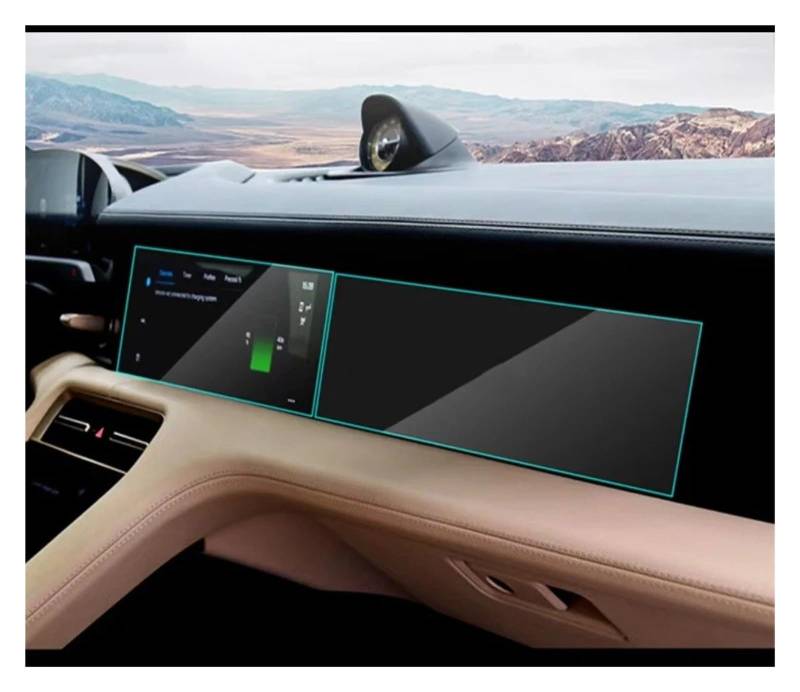 GPS Displayschutzfolie Auto-LCD-GPS-Navigation Aus Gehärtetem Glas Und Armaturenbrett-Bildschirmschutzfolie Für Für Taycan 2020–2022 Instrumententafel Schutzfolie(Multimedia 2pcs) von Lhdktee