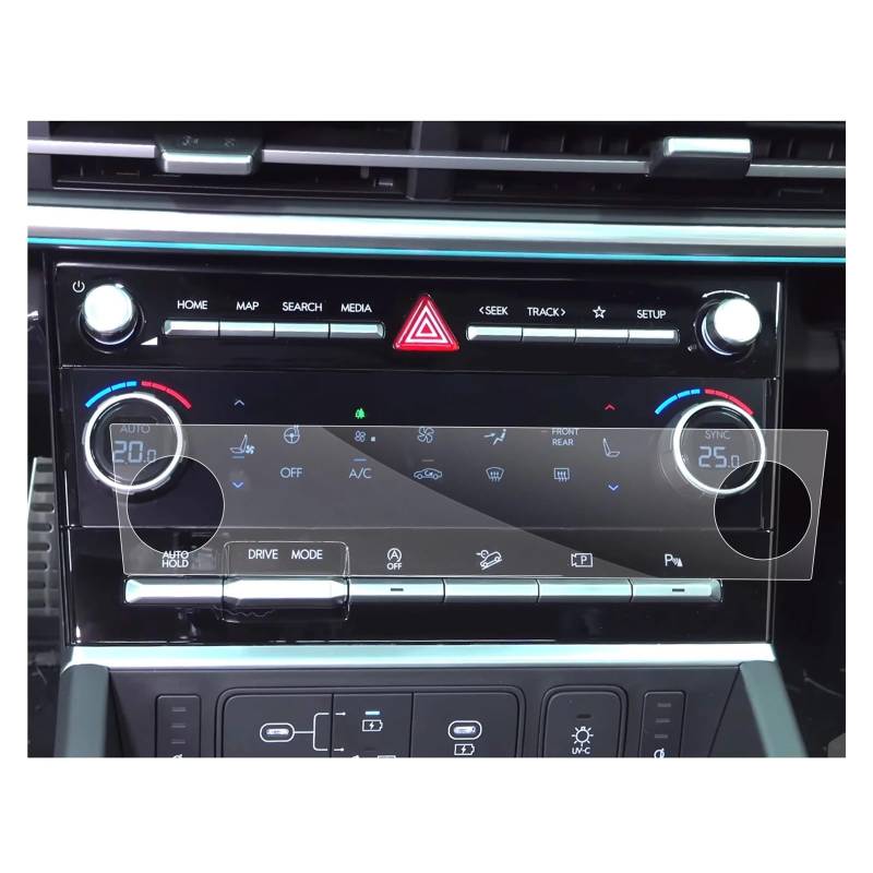 GPS Displayschutzfolie Auto Navigation & LCD Instrument Nano Screen Protector Für Hyundai Für Santa Fe 2024 LHD Auto Innen Zubehör Instrumententafel Schutzfolie(AC Climate Film) von Lhdktee