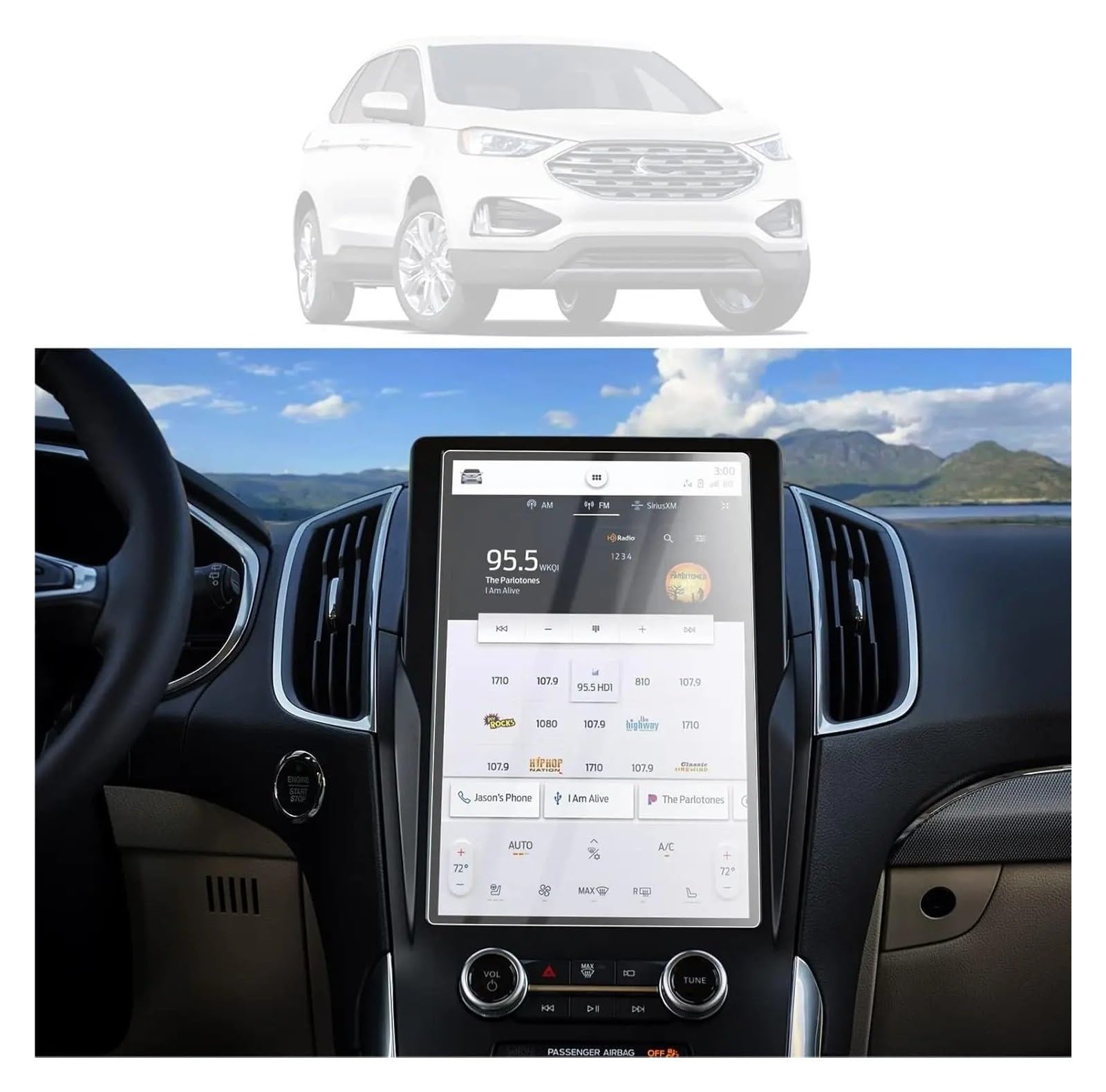 GPS Displayschutzfolie Für Ford Für Rand Für Sync4 Auto 2021-2024 Navigation Gehärtetem Glas 12 Zoll GPS Screen Protector Display-schutzfolie Instrumententafel Schutzfolie von Lhdktee