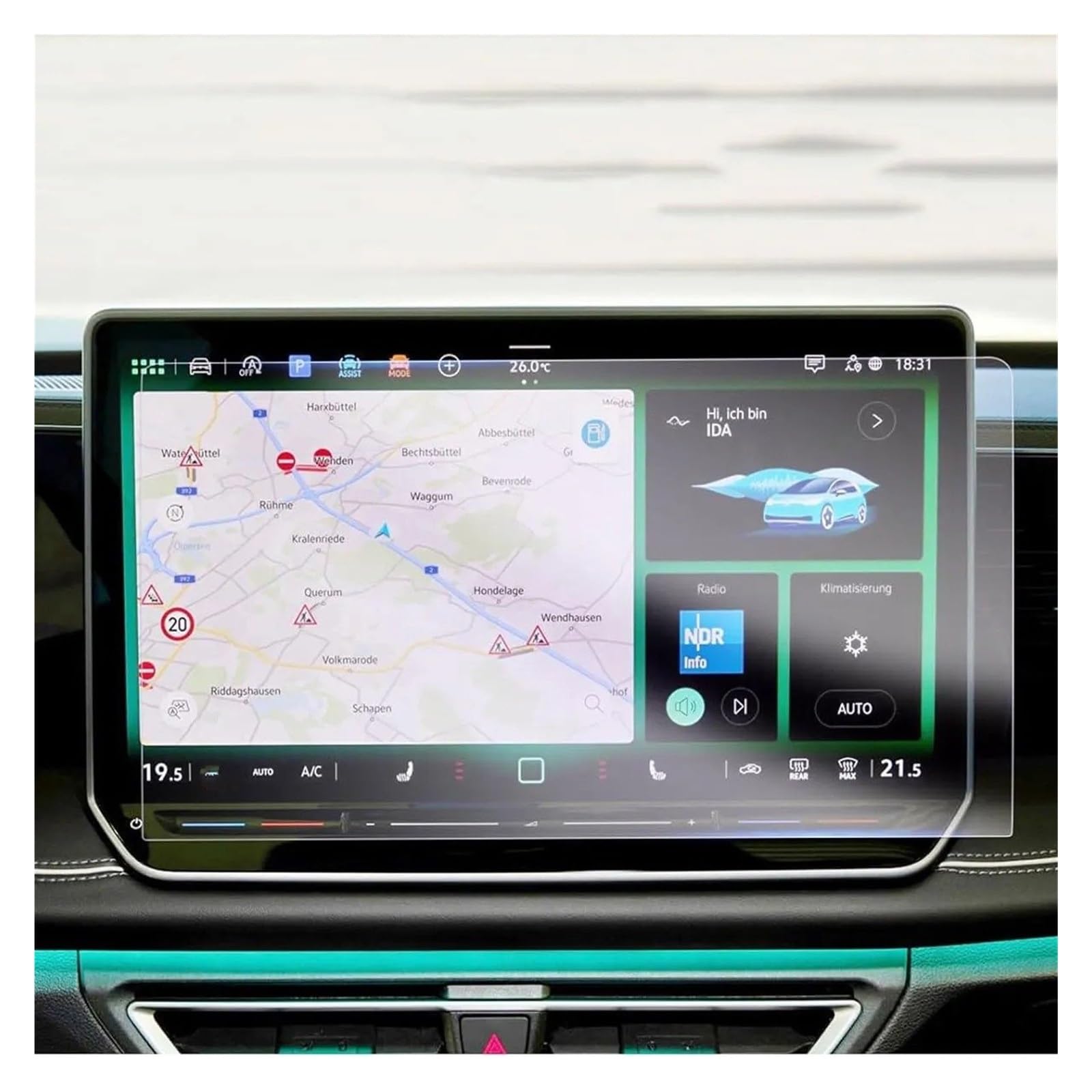 GPS Displayschutzfolie Für VW Für Tiguan 3 2025 Gehärtetes Glas Film Schutz Auto Radio GPS Navigation Und Dashboard Bildschirm Aufkleber Instrumententafel Schutzfolie(15inch) von Lhdktee