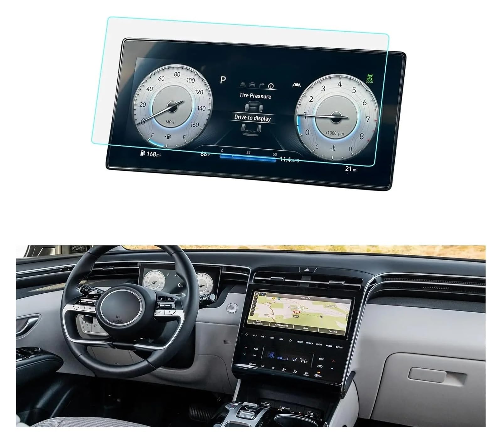 GPS Displayschutzfolie Gehärtetes Glas Schutzfolie Für Hyundai Für Tucson 2022 2023 Auto 10,25 Zoll GPS-Navigation Schutzfolie LCD-Bildschirm Anti-Kratz-Folie Instrumententafel Schutzfolie(GPS) von Lhdktee