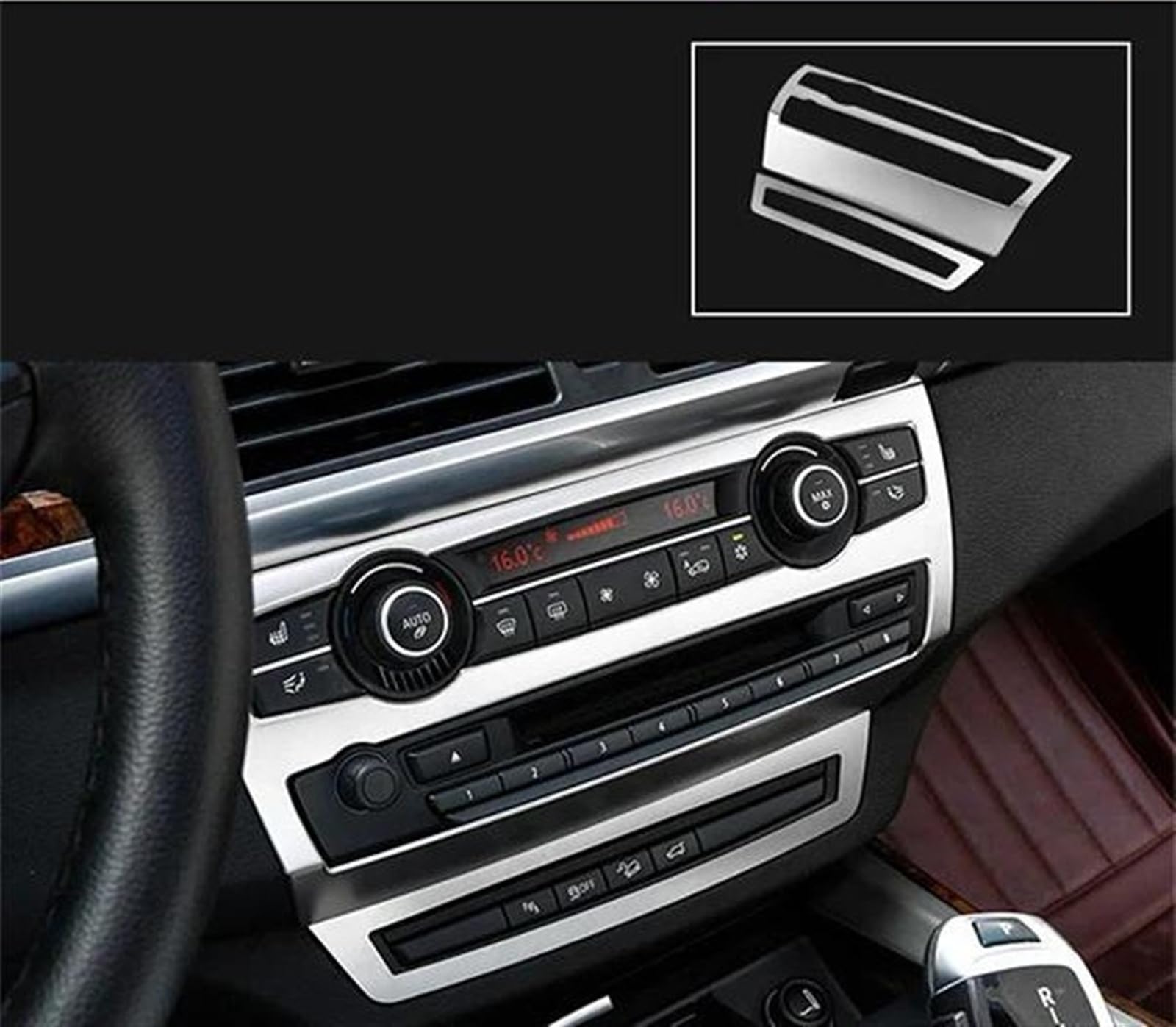 Schalttafelverkleidung Für X5 Für X6 E70 E71 Auto Styling Innen Tasten Panel Rahmen Dekoration Abdeckungen Trim Aufkleber Edelstahl Auto Zubehör Autokonsolenverkleidung(B Model Silver) von Lhdktee