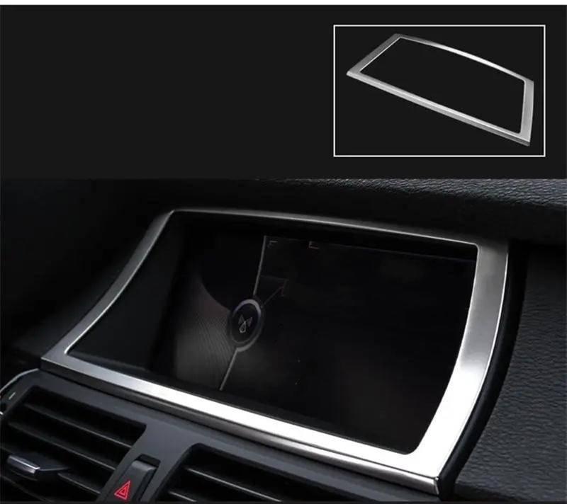 Schalttafelverkleidung Für X5 Für X6 E70 E71 Auto Styling Innen Tasten Panel Rahmen Dekoration Abdeckungen Trim Aufkleber Edelstahl Auto Zubehör Autokonsolenverkleidung(C Model Silver) von Lhdktee