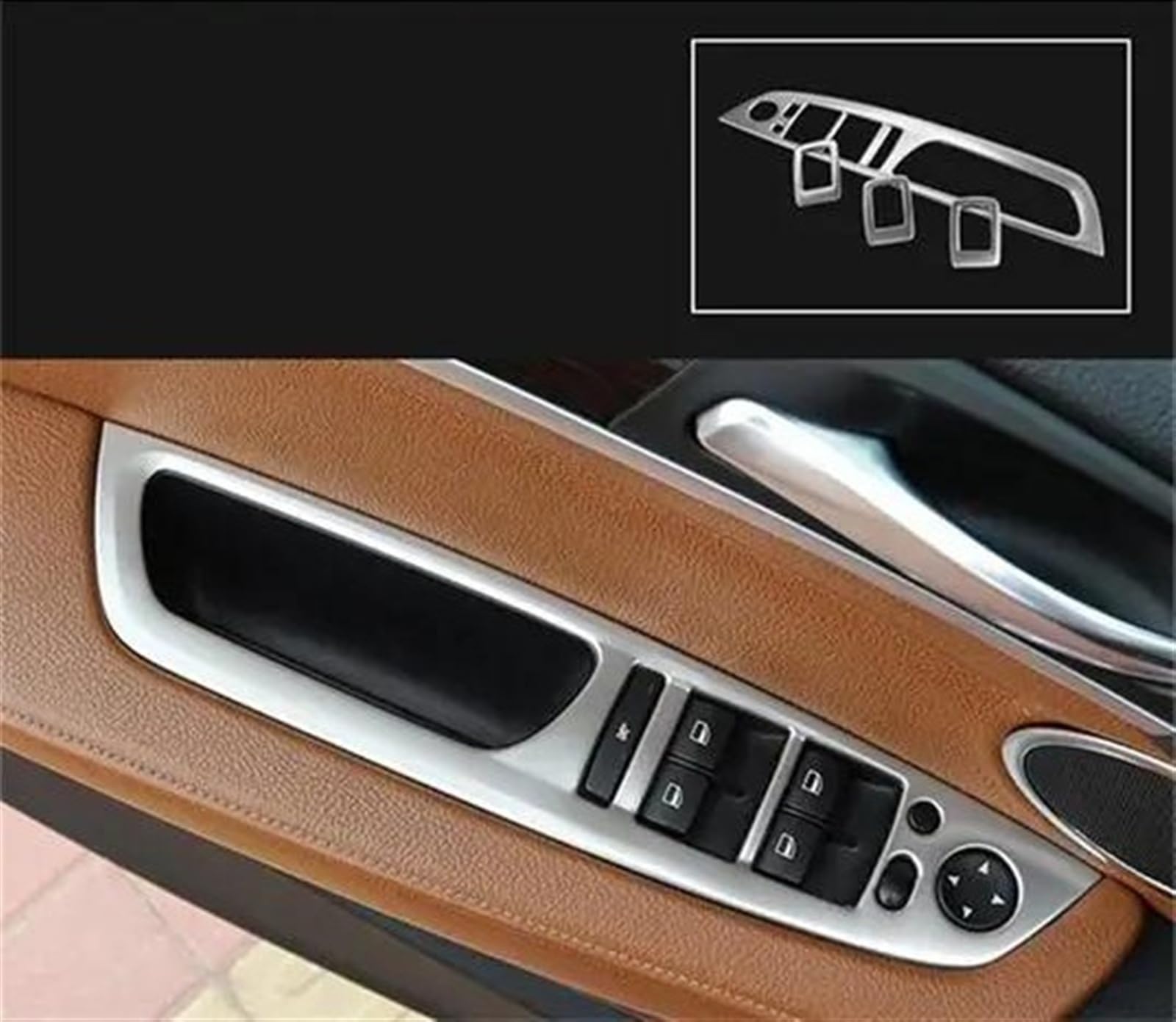 Schalttafelverkleidung Für X5 Für X6 E70 E71 Auto Styling Innen Tasten Panel Rahmen Dekoration Abdeckungen Trim Aufkleber Edelstahl Auto Zubehör Autokonsolenverkleidung(E Model Silver) von Lhdktee