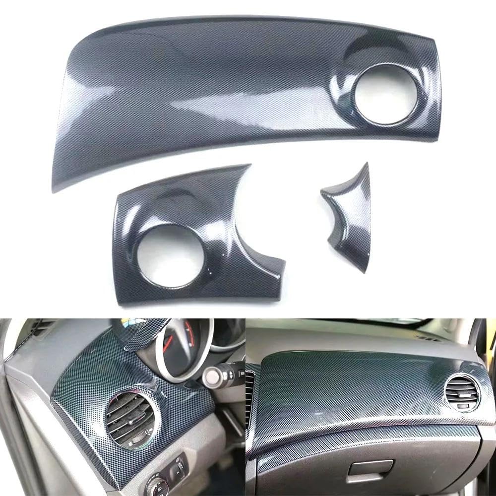 Schalttafelverkleidung LHD Auto Front Air Outlet Vent Dekoration Abdeckung Aufkleber Innen Auto Formteile Für Chevrolet Für Cruze 2009 2010 2011 2012 2013 2015 Autokonsolenverkleidung(Carbon Fiber Bla von Lhdktee