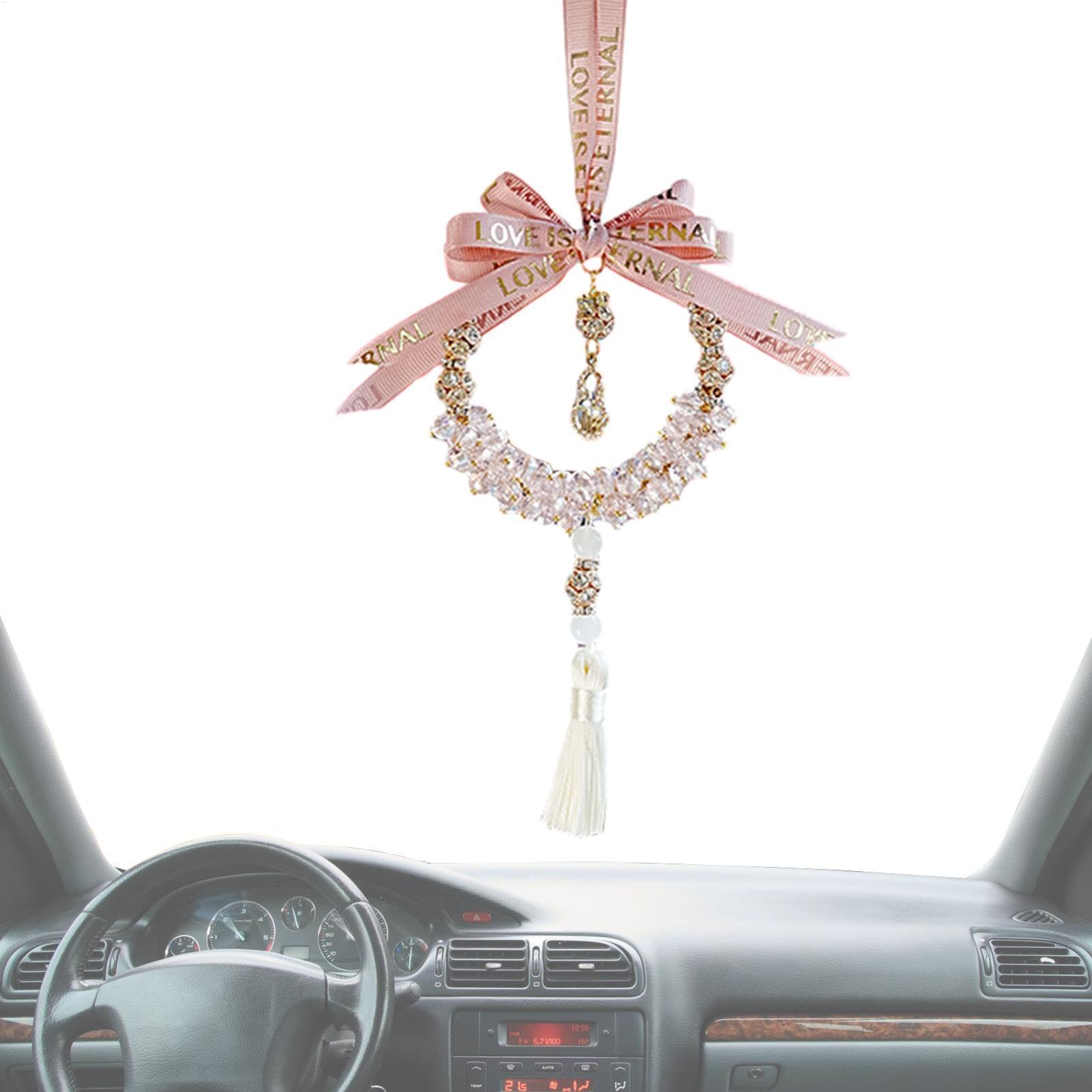 Liakyunf Bogenauto Ornament, Bogenauto Charme | Kristallautomatikornament mit Bogen - Hangable Fahrzeugdekorationen, tragbarer Automobilzauber für das Pendeln, Geschäftsreise von Liakyunf