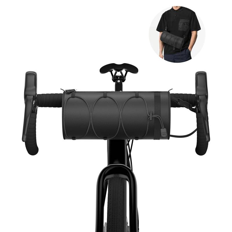 Fahrradtasche Lenker, 2.5L Fahrrad Lenkertasche Wasserdicht, Lenkertasche Fahrrad Lenkertaschen mit Schultergurt, Fahrradlenker Vordertasche für Mountainbike Rennrad, Schwarz von Libershine