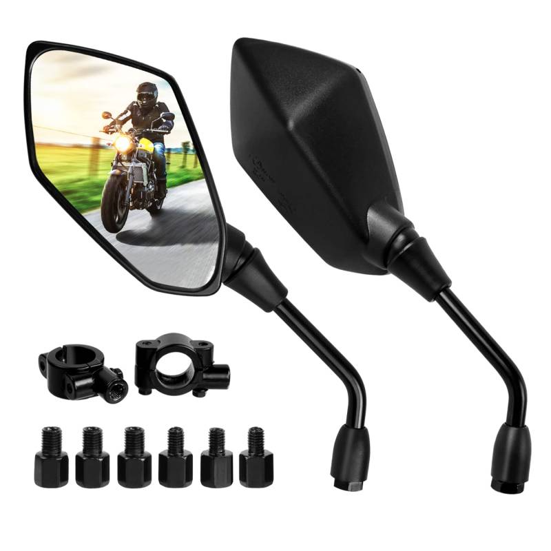 Motorrad Spiegel, Paar Universal Motorrad Rückspiegel Seitenspiegel, Universal M8 und M10, Rückseitenspiegel, Lenkerendenspiegel Motorrad, 360°drehbarer Lenkerspiegel, für Quad Roller ATV Moped von Libershine