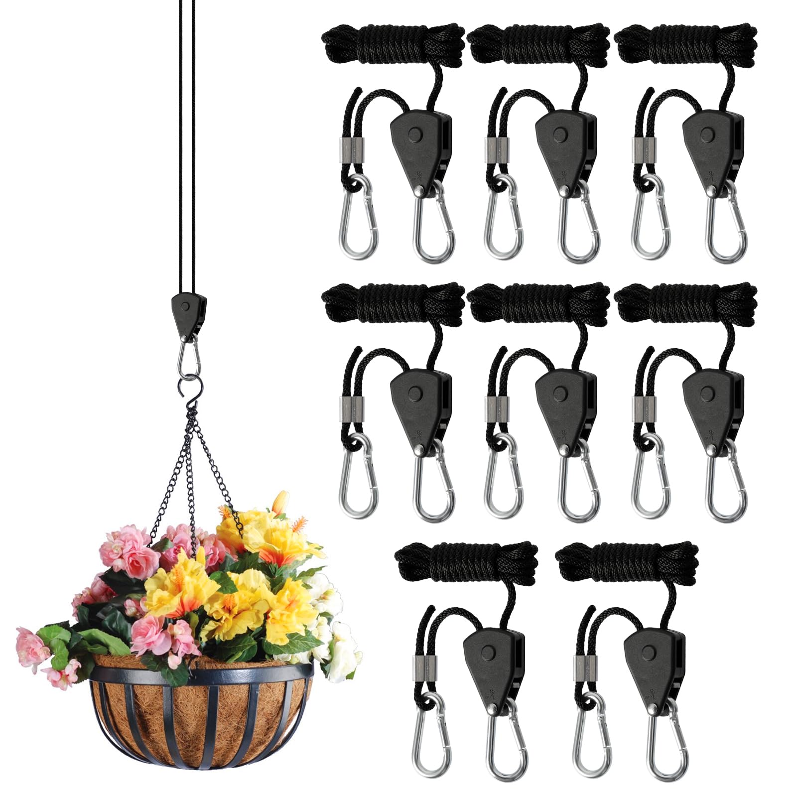 Ratchet Hanger, 8 Stück Einstellbare Seil Seilhaken Ratsche Seilratsche, 1/8 Zoll Leichte Abspannleine Zeltschnur mit Spanner Einsteller Nylon Outdoor Seil für Zelt Zeltplane Sonnensegel Camping von Libershine