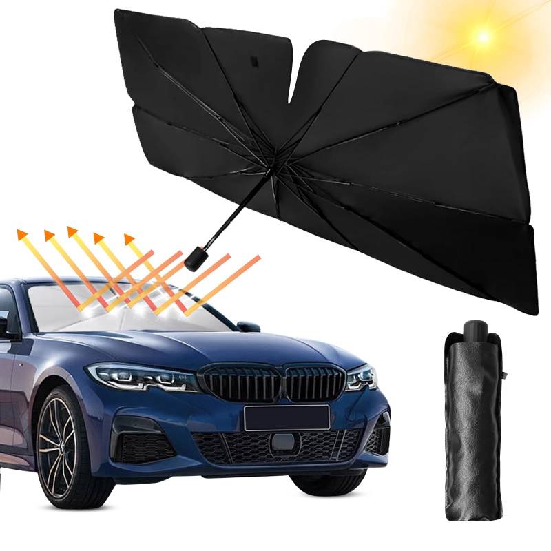 Auto Sonnenschirm Frontscheibe, Wärmeisolierender Sonnenschirm Auto Frontscheibe, UV Schutz Auto Frontscheibe Sonnenschutz Auto, Faltbare Auto Windschutzscheibe Sonnenschirm für Meisten Auto, 125x65cm von Libershine