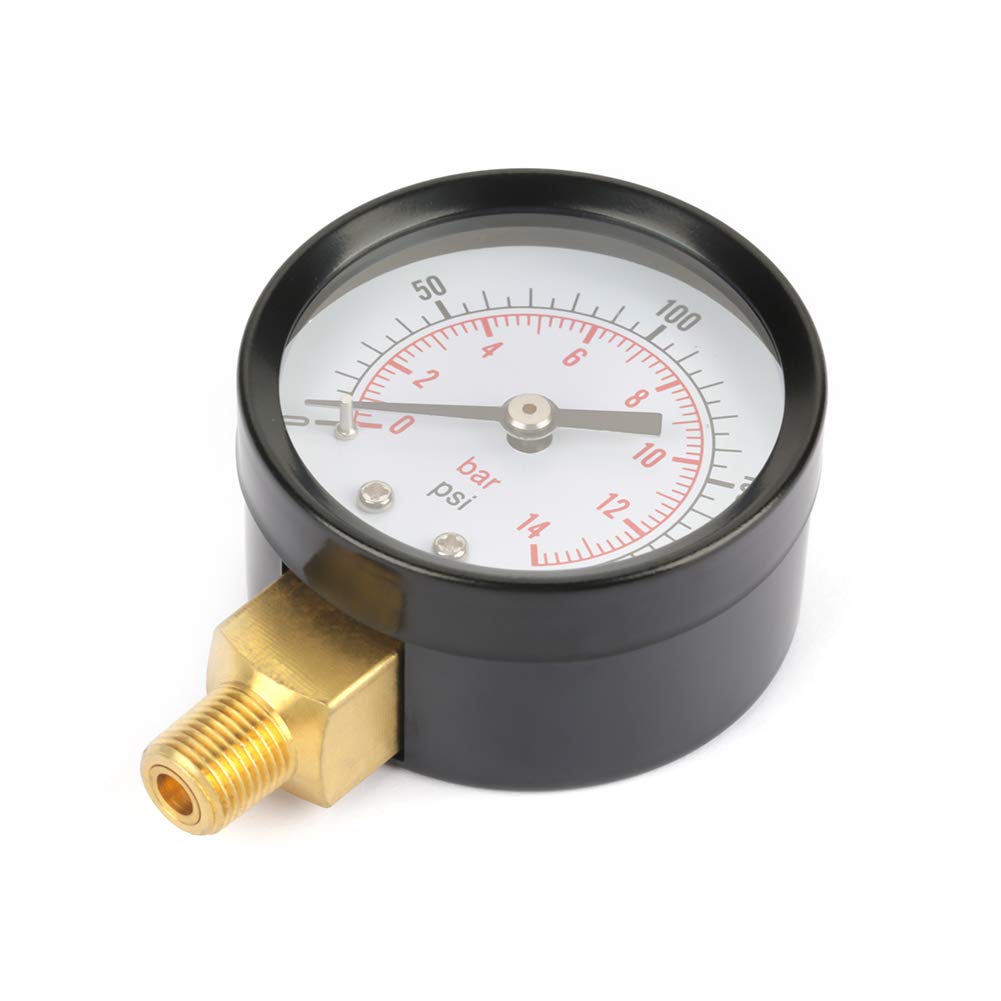 LiebeWH Manometer Dual Scale, 8 10bar Manometer 1 Luft Gas Wasser Manometer mit 1/8 Zoll NPT Bodenbefestigung für Lufttank Zubehör von LiebeWH