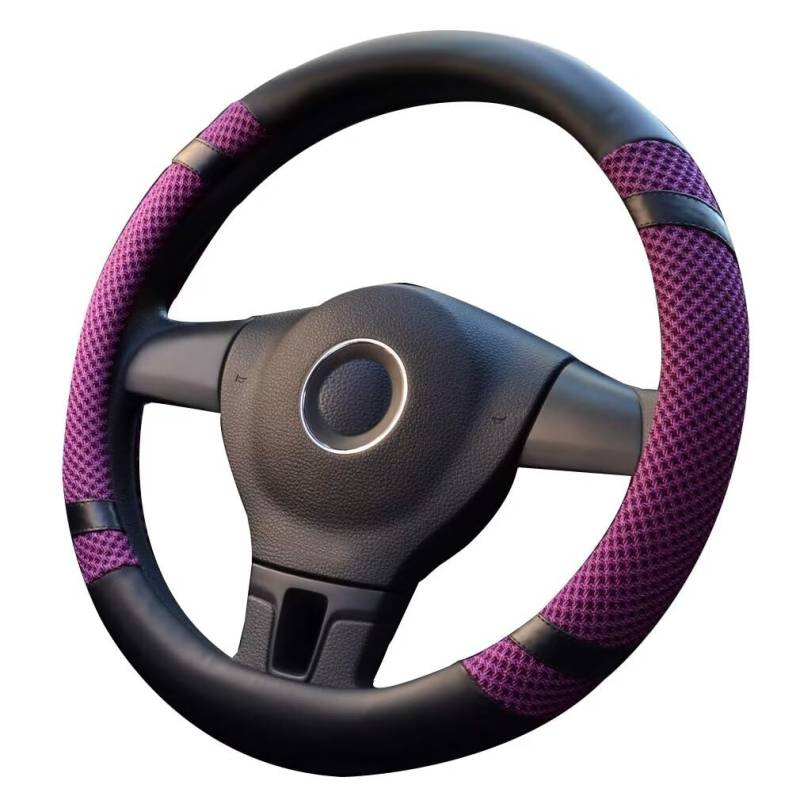 Lifetooler Auto Lenkradbezug Leder Ice Silk Universal 38cm(15") Lenkradhülle Atmungsaktiver Anti Rutsch Steering Wheel Cover für Auto Van Truck SUV (violett) von Lifetooler