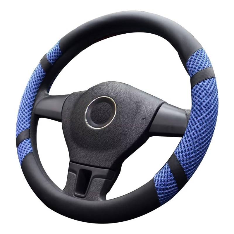 Lifetooler Auto Lenkradbezug Leder Ice Silk Universal 38cm(15") Lenkradhülle Atmungsaktiver Anti Rutsch Steering Wheel Cover für Auto Van Truck SUV (blau) von Lifetooler