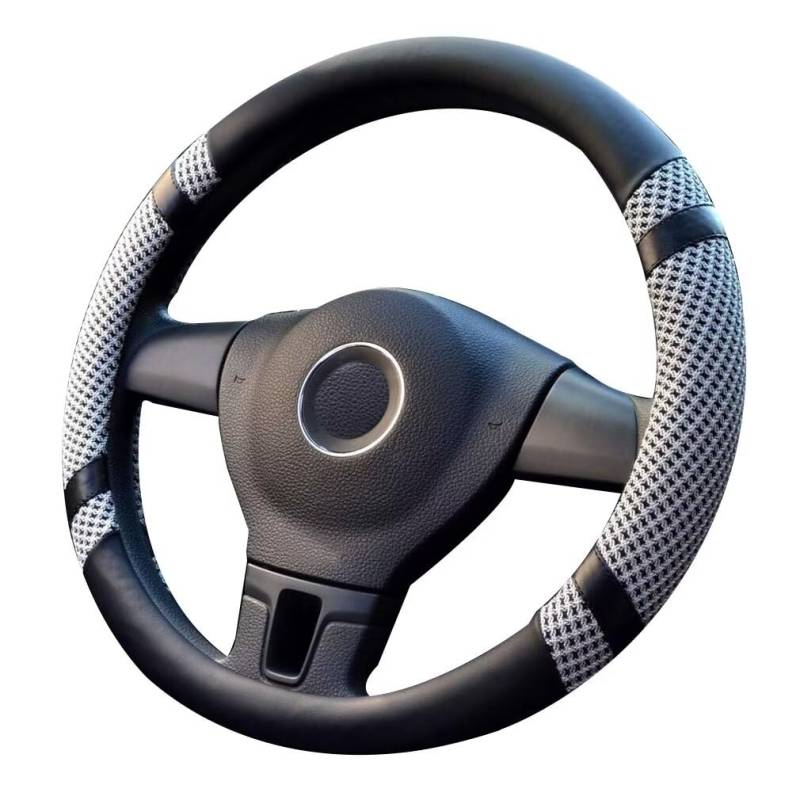 Lifetooler Auto Lenkradbezug Leder Ice Silk Universal 38cm(15") Lenkradhülle Atmungsaktiver Anti Rutsch Steering Wheel Cover für Auto Van Truck SUV (grau) von Lifetooler