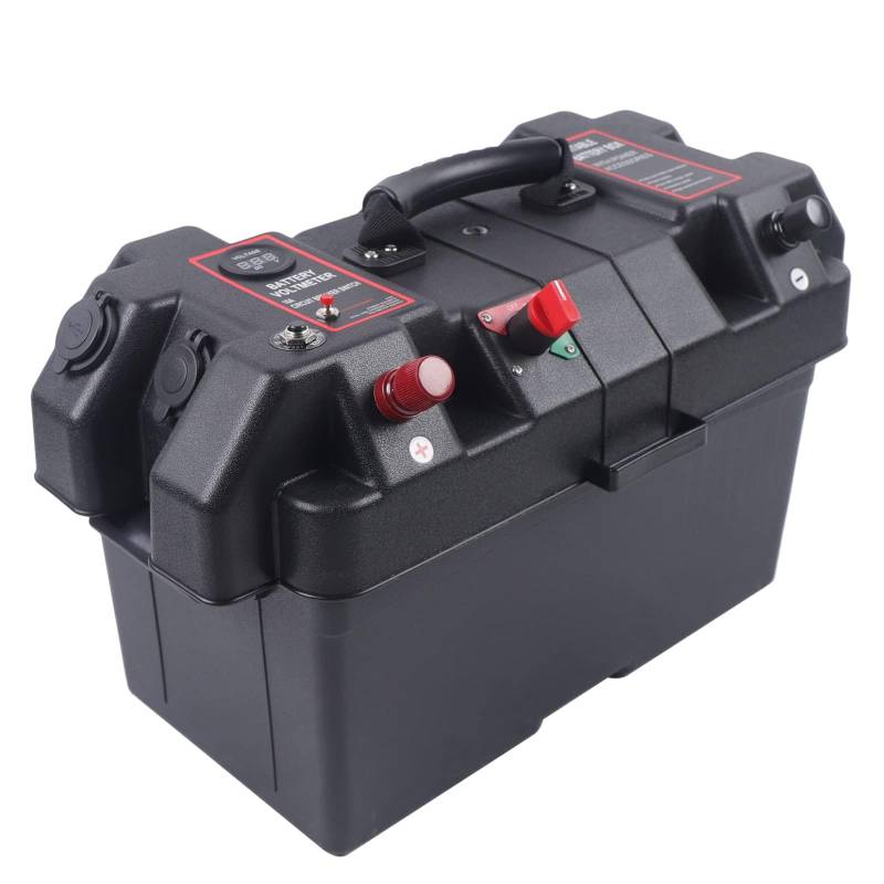 Batteriebox für Bootsmotor, Multifunktions-batteriebox Akku Batteriebox Aufbewahrung Batterie Box Doppel-USB-Anschluss (Batterie Nicht Enthalten) von Lightakai