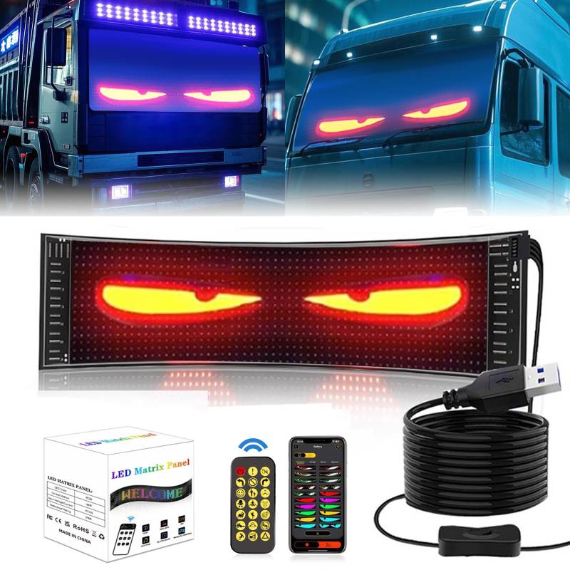 Devil Eyes Light For Cars LED Eyes for Trucks Car Window DIY Car Dynamic LED Smart Colourful Eye Lamp Soft Screen Led augen für lkw frontscheibe Smart App Bluetooth USB (120 * 595mm) von Lihaian