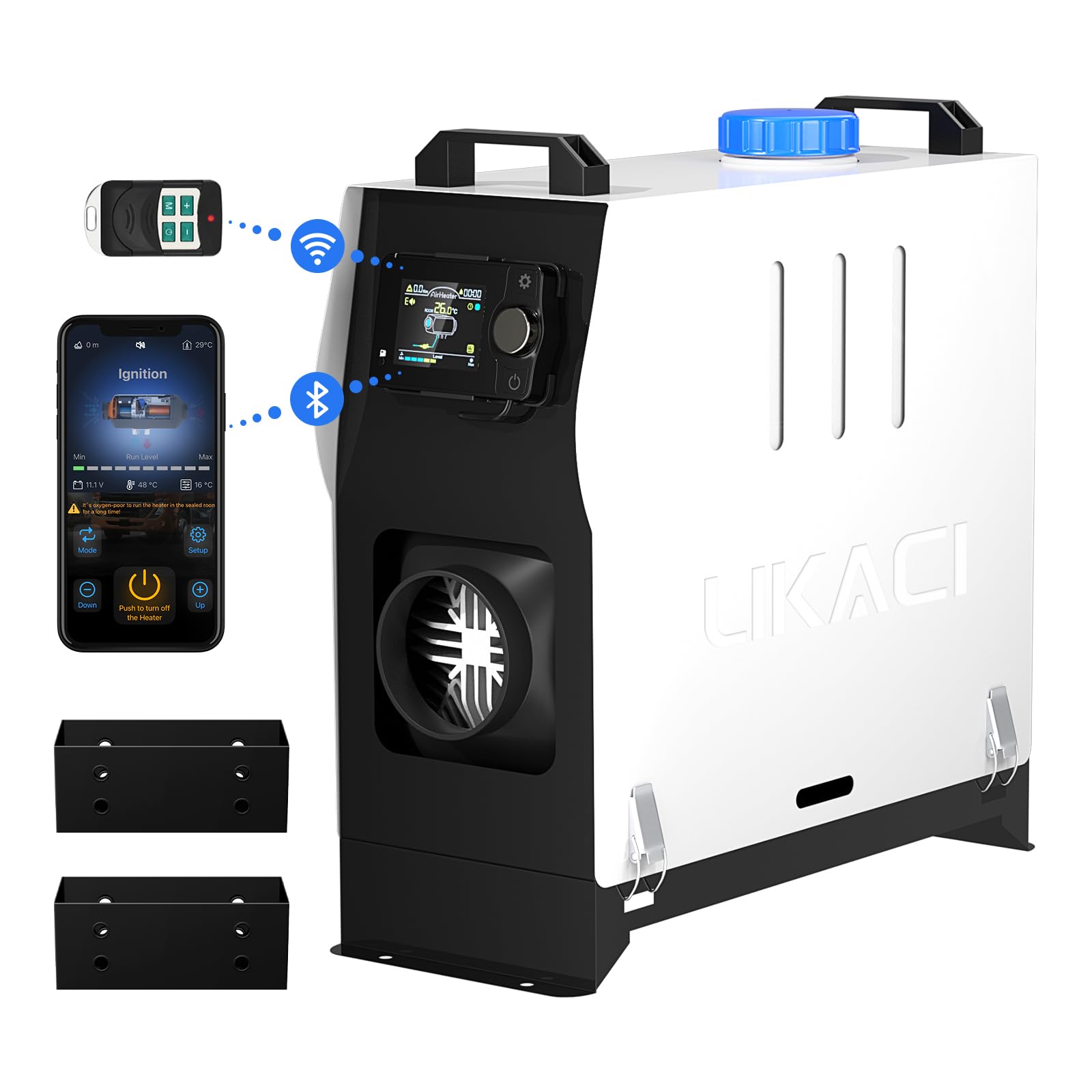 LIKACI Dieselheizung Bluetooth APP Steuerung 5KW-8KW 12V/24V Diesel-Luft-Auto-Standheizung Schnelles Aufheizen mit verbessertem LCD-Schalterdisplay und Fernbedienung für Wohnmobil, Garage von Likaci